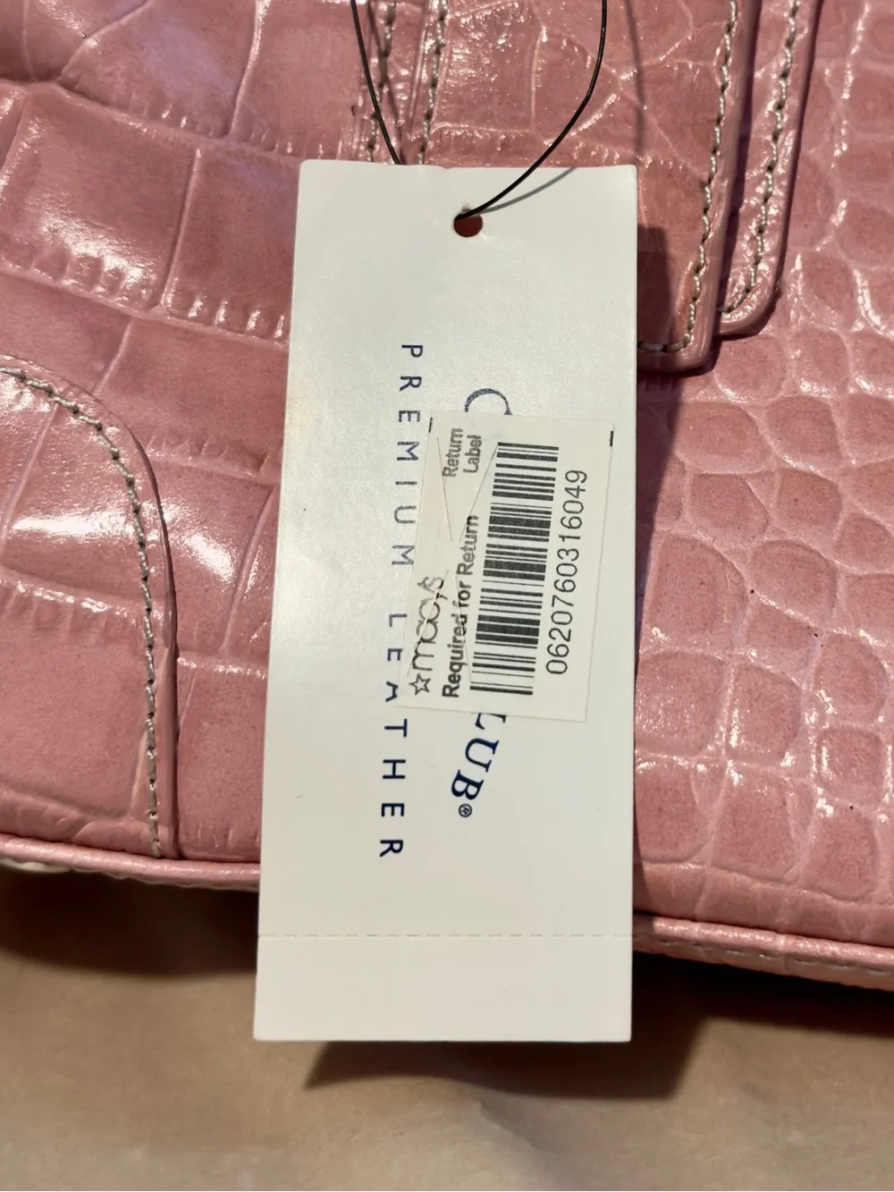 Charter Club Pink Croc-Embossed Leather Tote
